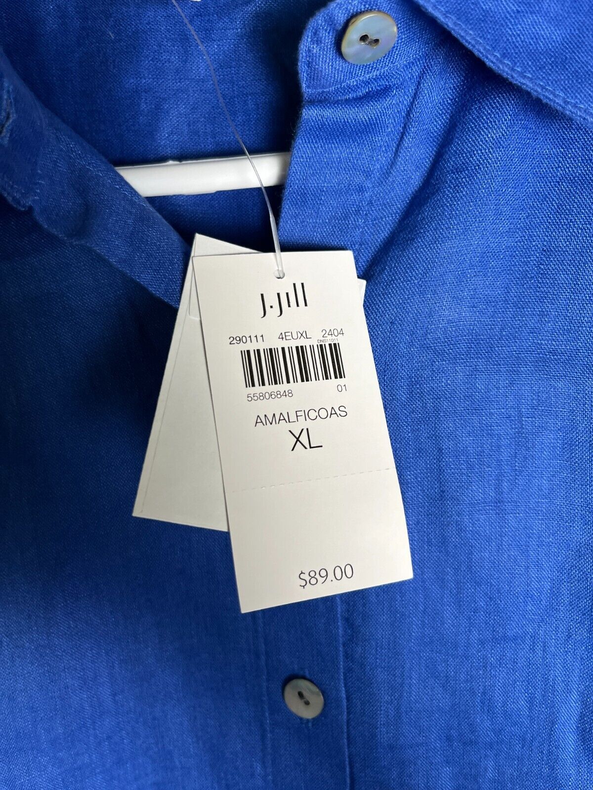 J. Jill Women's XL Everyday Linen Button-Front Shirt Top Blue Long Sleeve 290111