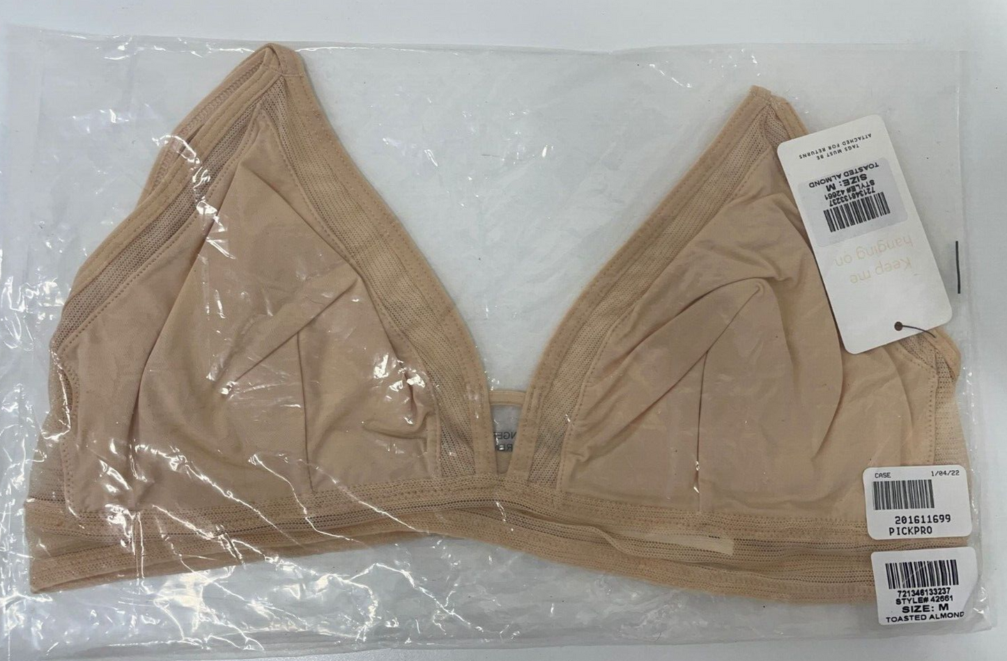 Lively Womens M Toasted Almond 42661 The Mesh Trim Bralette Bra Triangle Beige