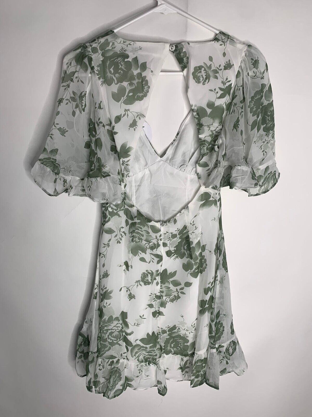 Petal + Pup Womens 2 Wilmington Sun Dress Sage Green Floral Cutout Back Mini