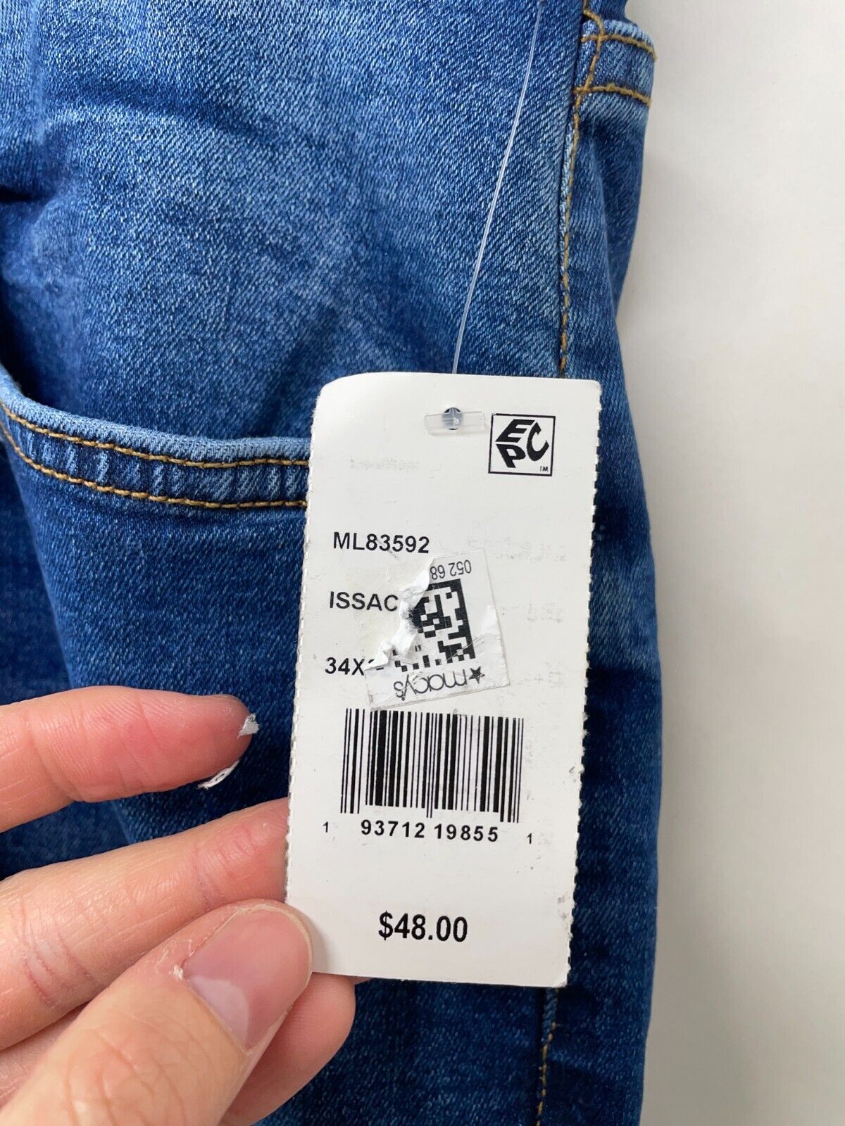 Lazer Mens 34x32 Issac Jeans Tapered Leg Slim-Fit Stretch Distressed ML83592