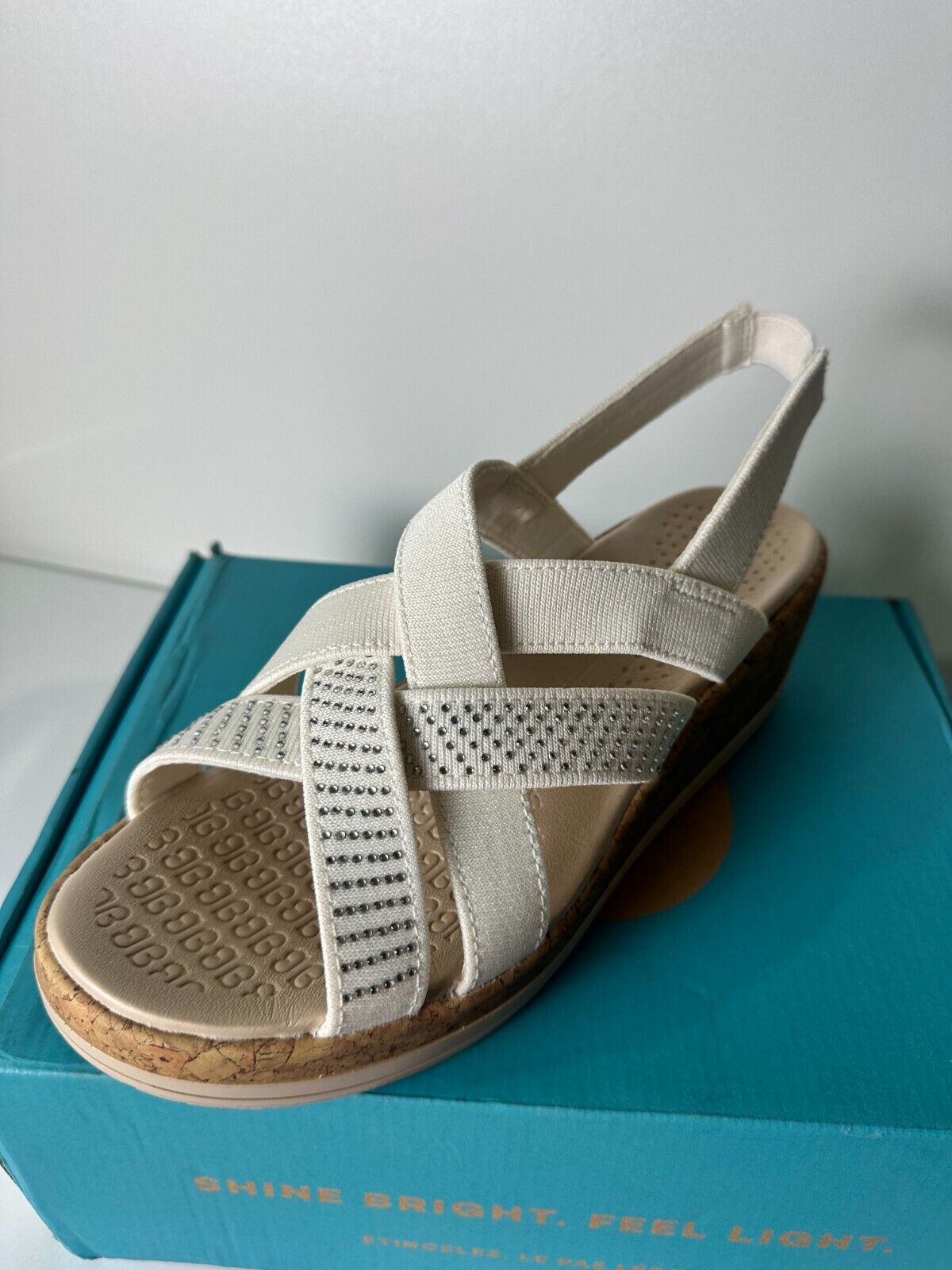 BZees Women's 9 Ritz Sparkle Machine Washable Cork Wedge Sandals J0383F1100