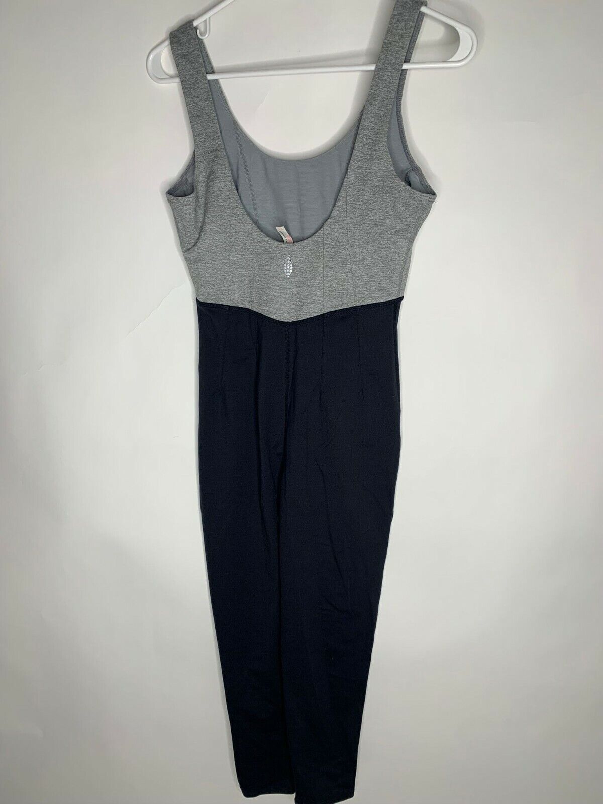 Free People Movement Womens M Grey Black Colorblock Wipe Out Jumpsuit