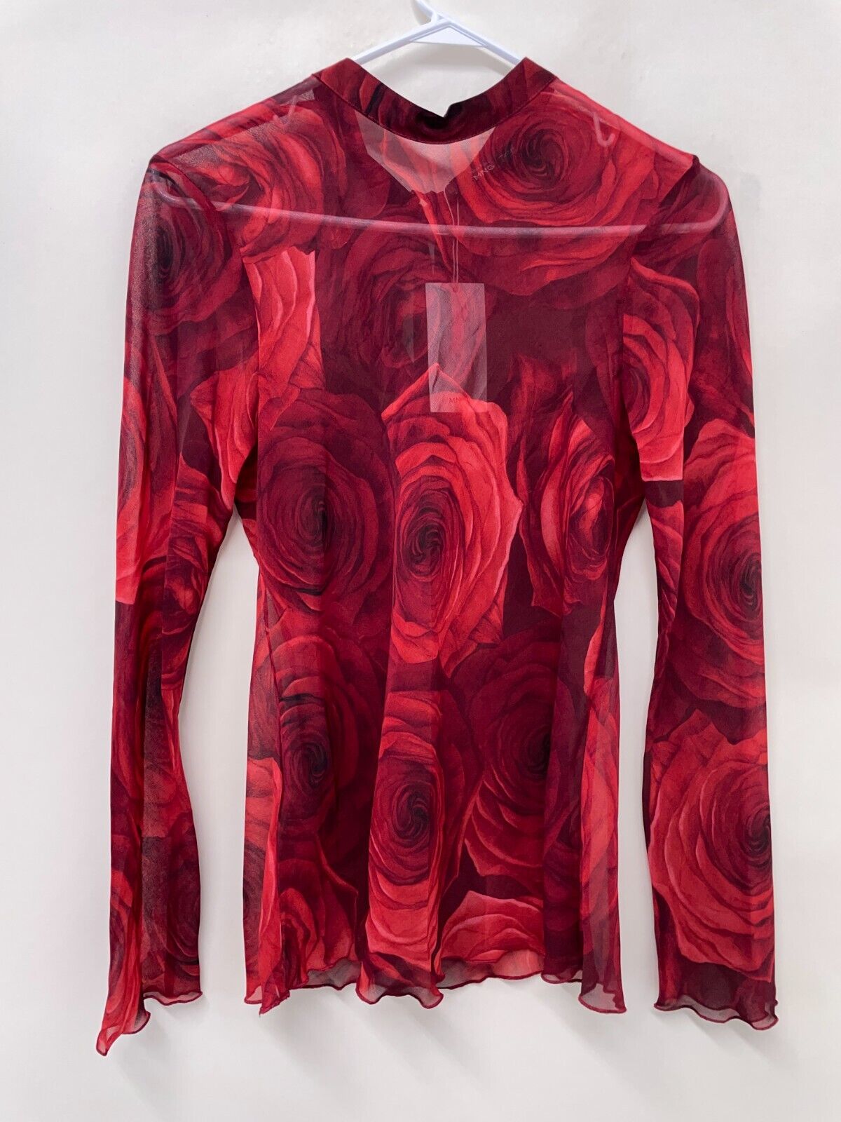 Mango Womens 6 Bow Printed Blouse Red Flowy Floral Long Sleeve Top 57097761