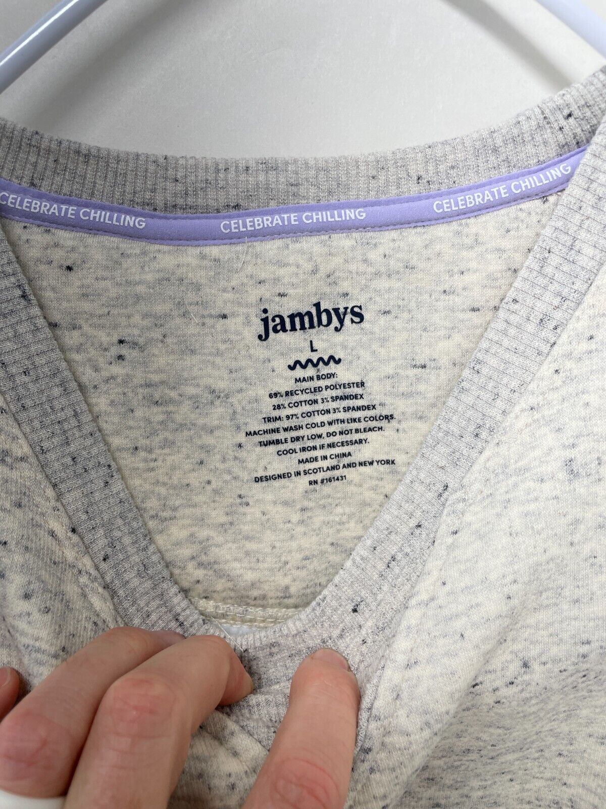 Jambys Adult L Salt + Pepper Chilluxe Crew Sweater Gray Heavyweight Fleece Top