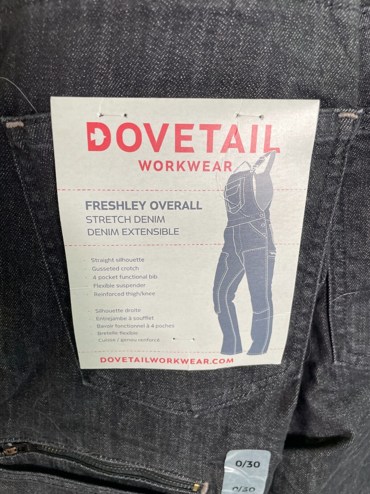 Dovetail Workwear Womens 0/30 Freshley Utility Overalls Heathered Black Denim