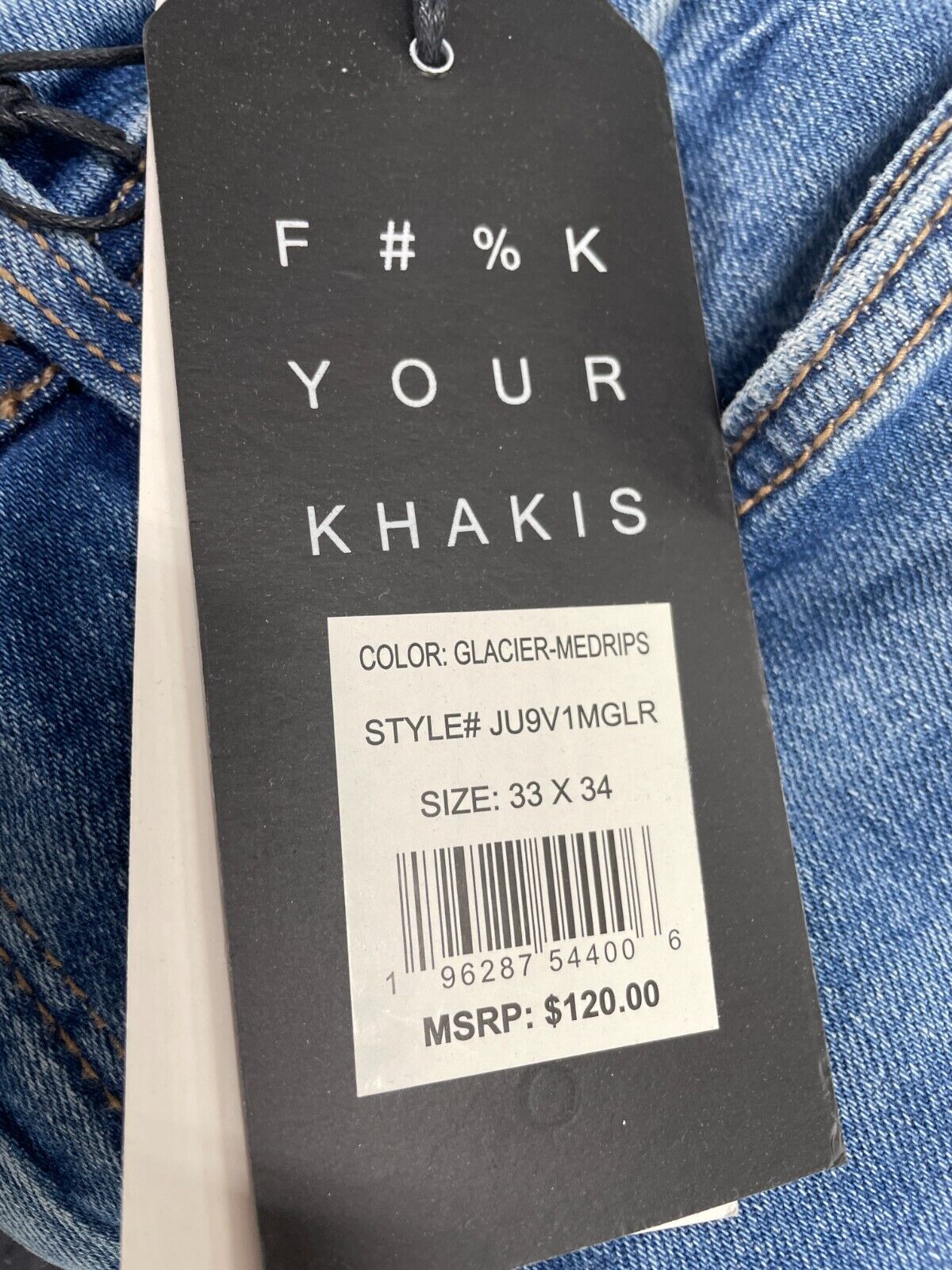 The Perfect Jean NYC Mens 33x34 Slim Fit Ripped Jeans Glacier Medium Blue