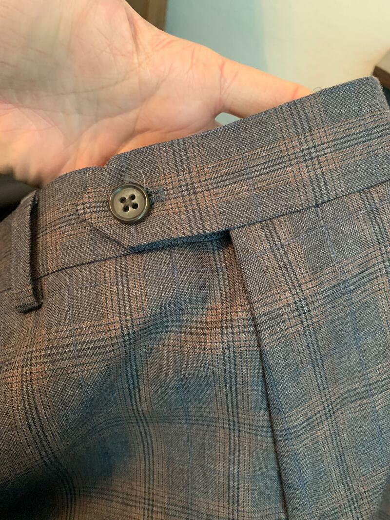 English Laundry Mens 33 Gray Olive Orange Windowpane Plaid Suit Dress Pants