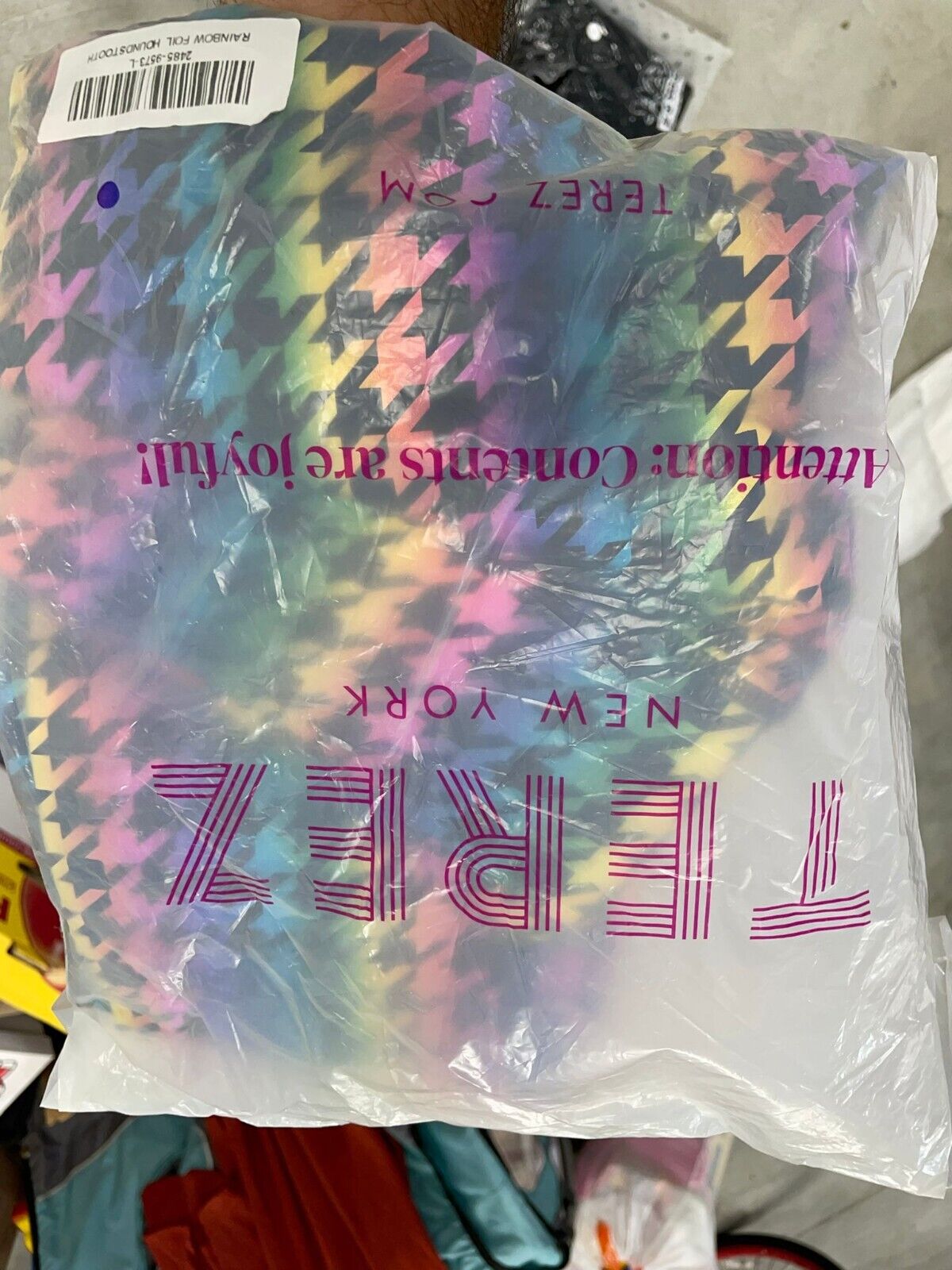 Terez New York Womens L Rainbow Foil Houndstooth Legging Yoga UpLift Metallic