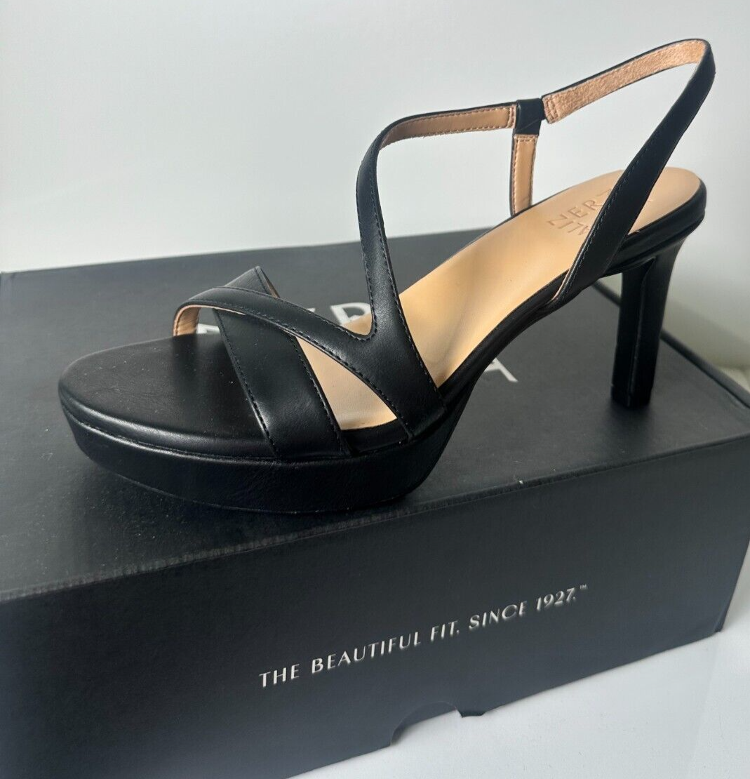 Naturalizer Women's 7.5 Abby Patent Faux Leather Dress Sandals Black I9004S4002