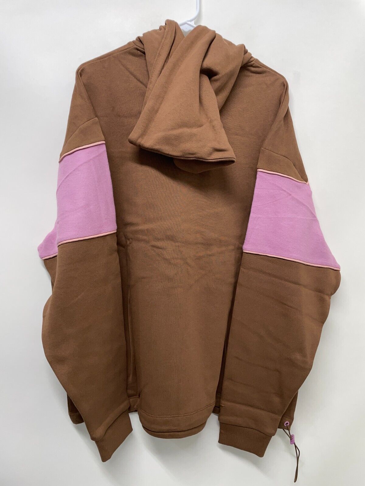 Crooked Tongues Men M Hoodie Toweling Detail Sweatshirt Brown Pink Pullover