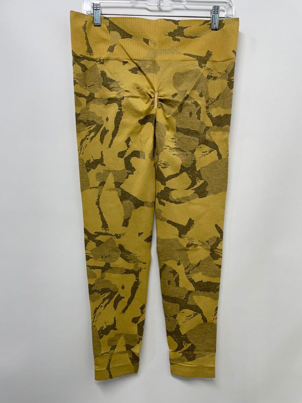 Gymshark Womens XXL Camo Adapt Seamless Gym Leggings Yellow Camouflage Savanna