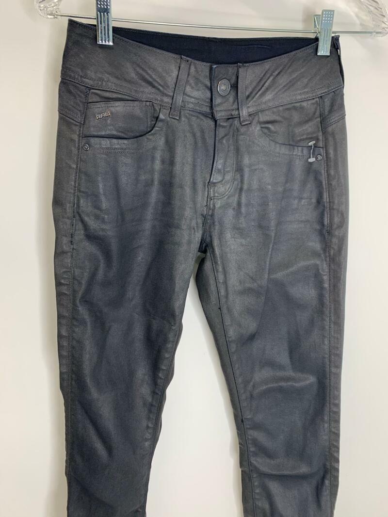 Raw G-Star Womens 25 3d Dark Aged Black Lynn Mid Waist Skinny Jeans Denim Wax