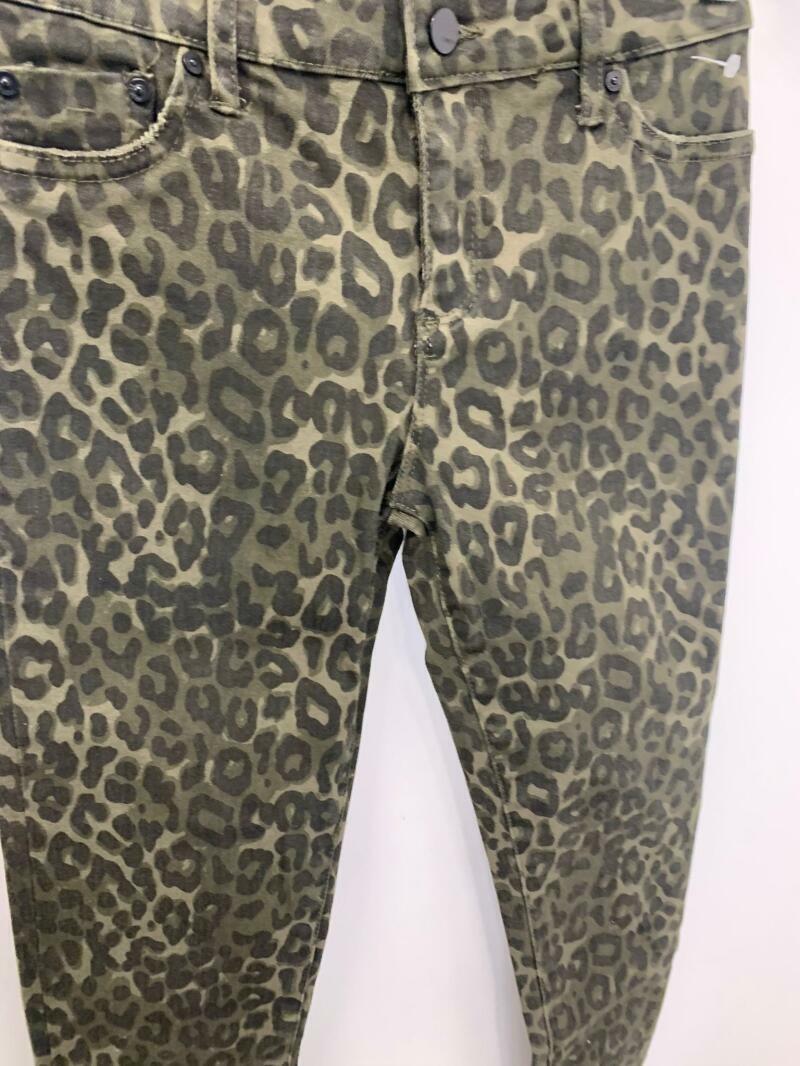 Tractr Girls Youth Juniors 12 Green Leopard Print Diane Mid Rise Skinny Jeans