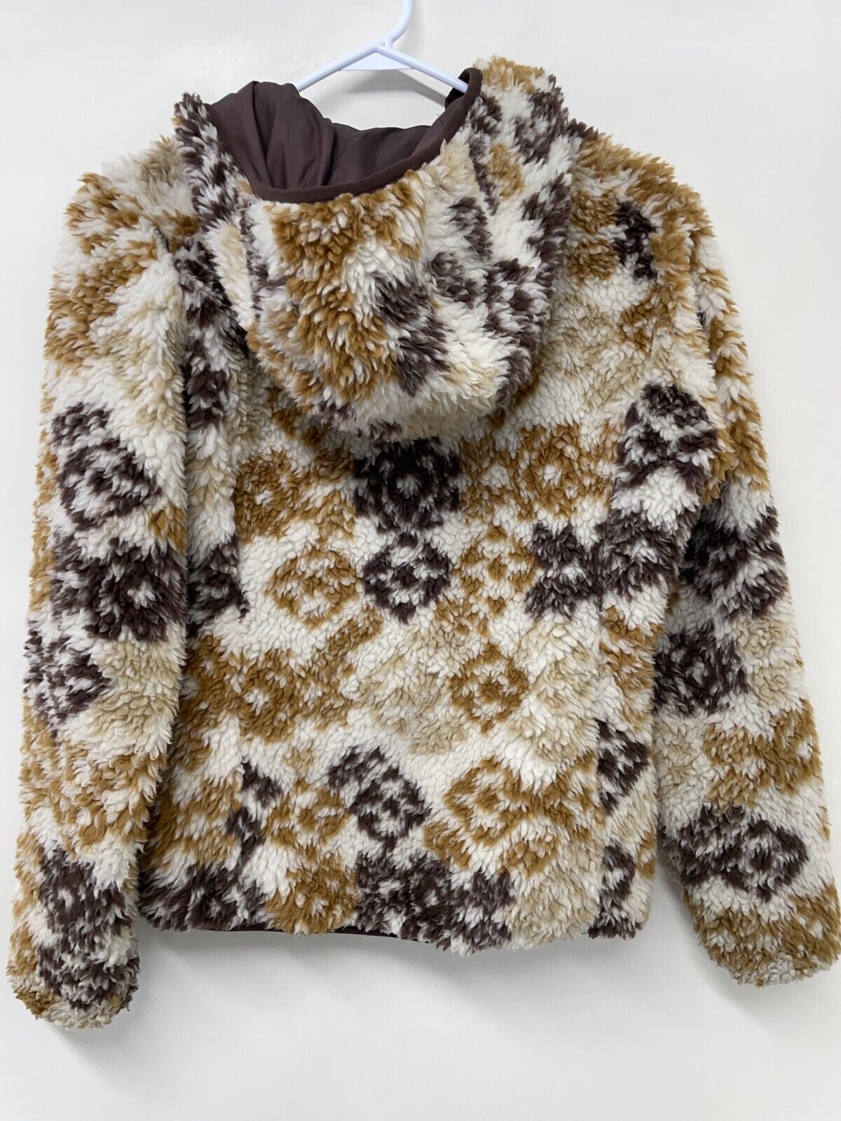 Patagonia Womens S Retro-X Fleece Jacket Brown Hooded Full Zip 23065 Deep Pile