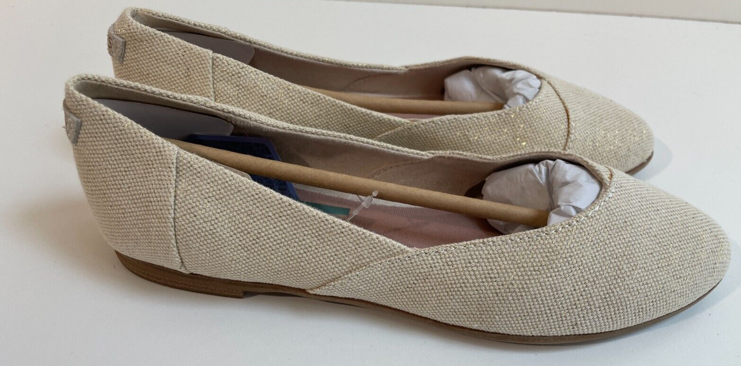 TOMS Women's 7 Jutti Neat Slip On Canvas Flat Off White Almond Toe 555678