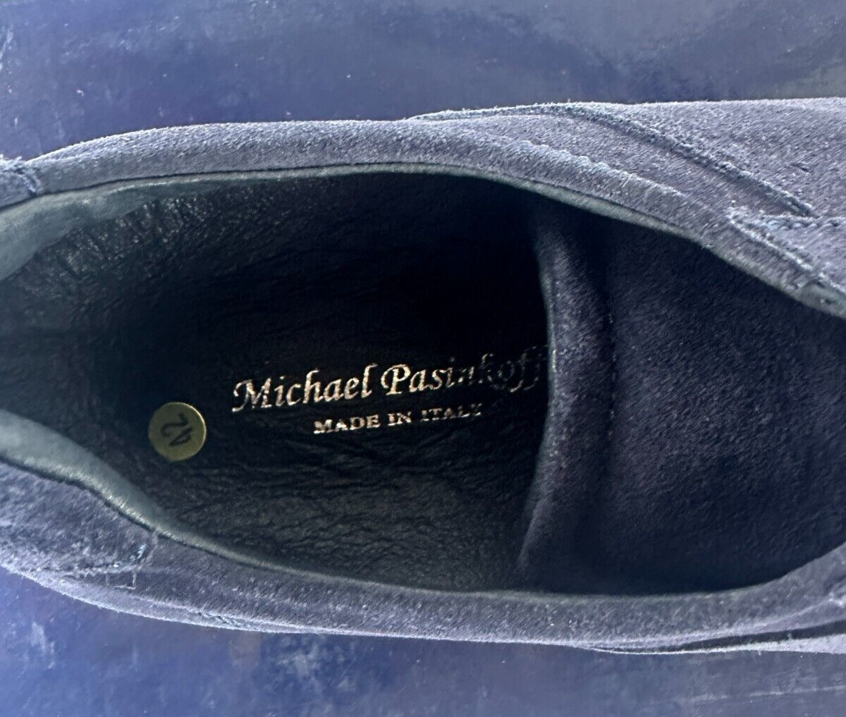 Michael Pasinkoff Mens 42 Navy Blue Suede Sneaker Shoes Made in Italy
