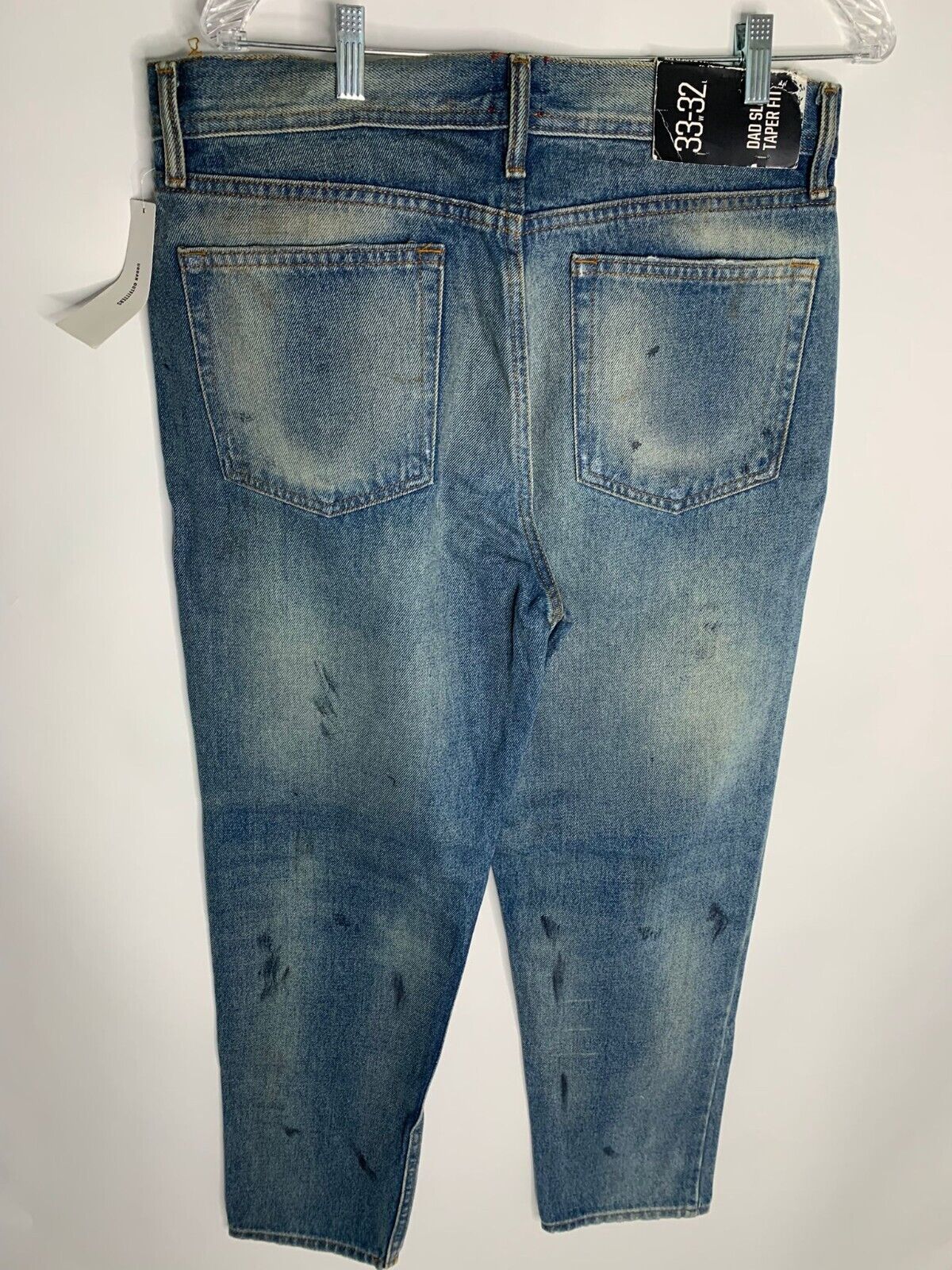 Urban Outfitters Mens 33x32 Dad Slim Taper Fit Jeans Distressed Splatter 33x30