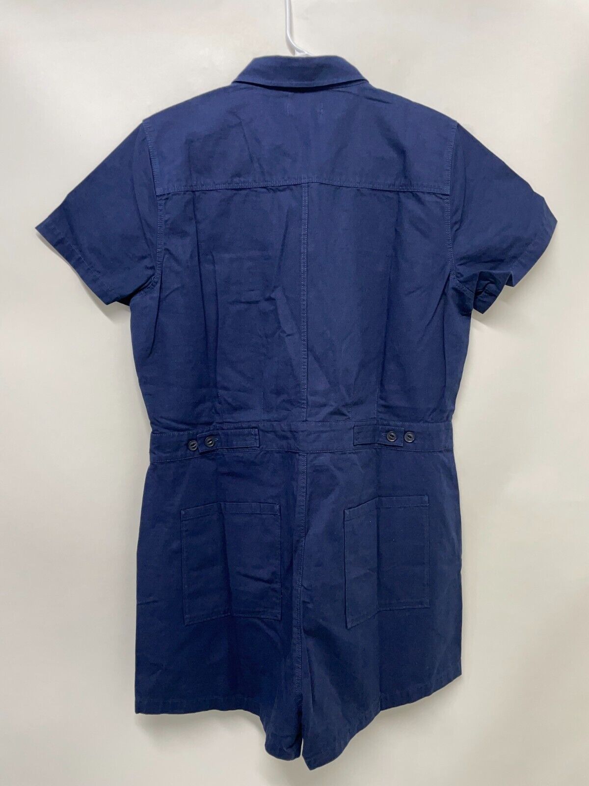 Outerknown Women's L S.E.A. Suit Shortall Navy Blue Organic Cotton Linen Romper