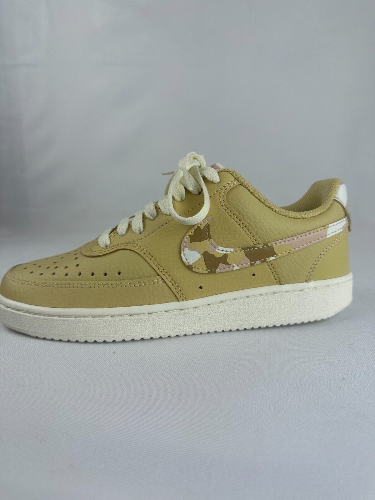 Nike Womens 6 Court Vision Low Sesame Camo Skate Shoes Sneaker DX3734-200