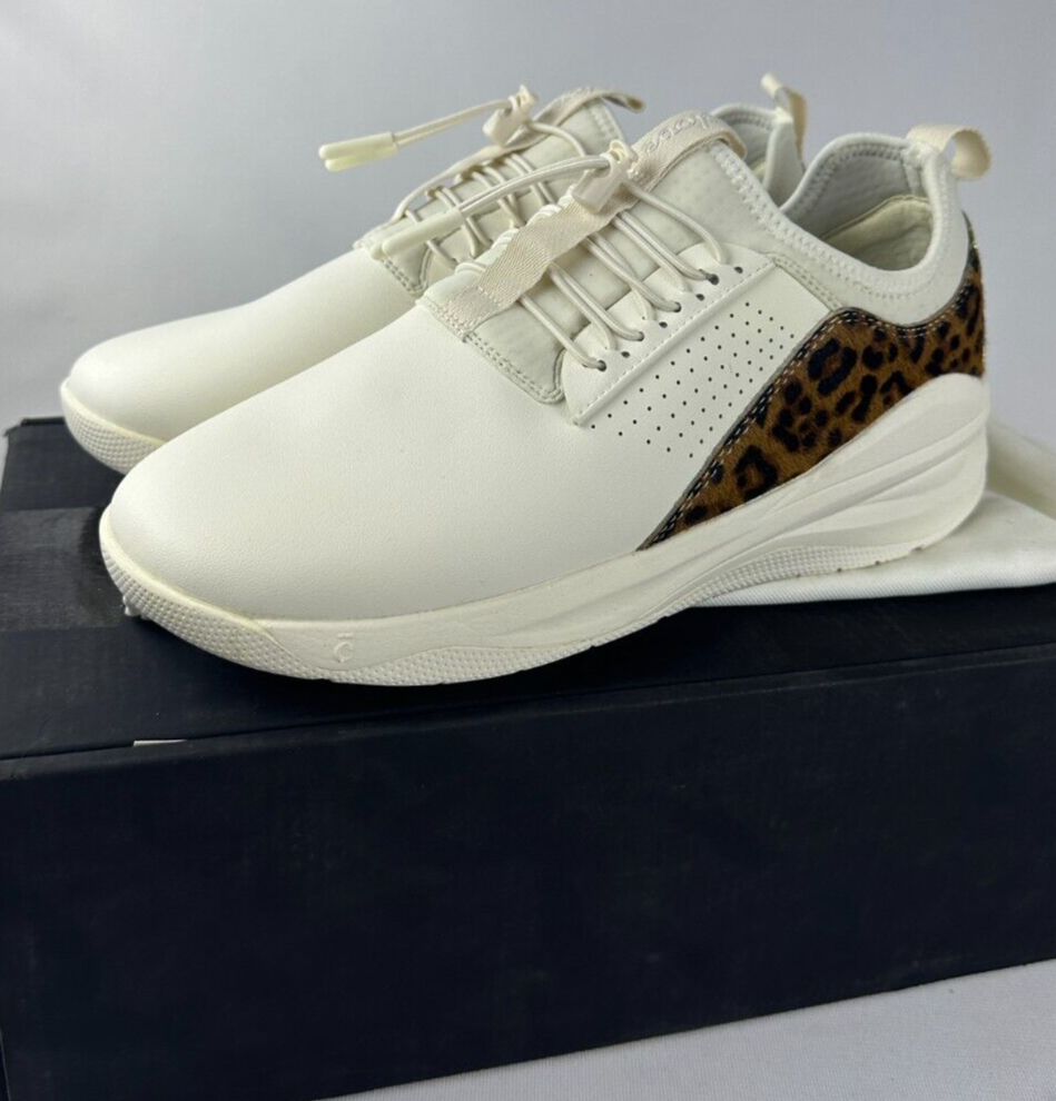 Clove Womens 10 White Leopard Print Nurse Comfort Classic LX Sneaker Shoes