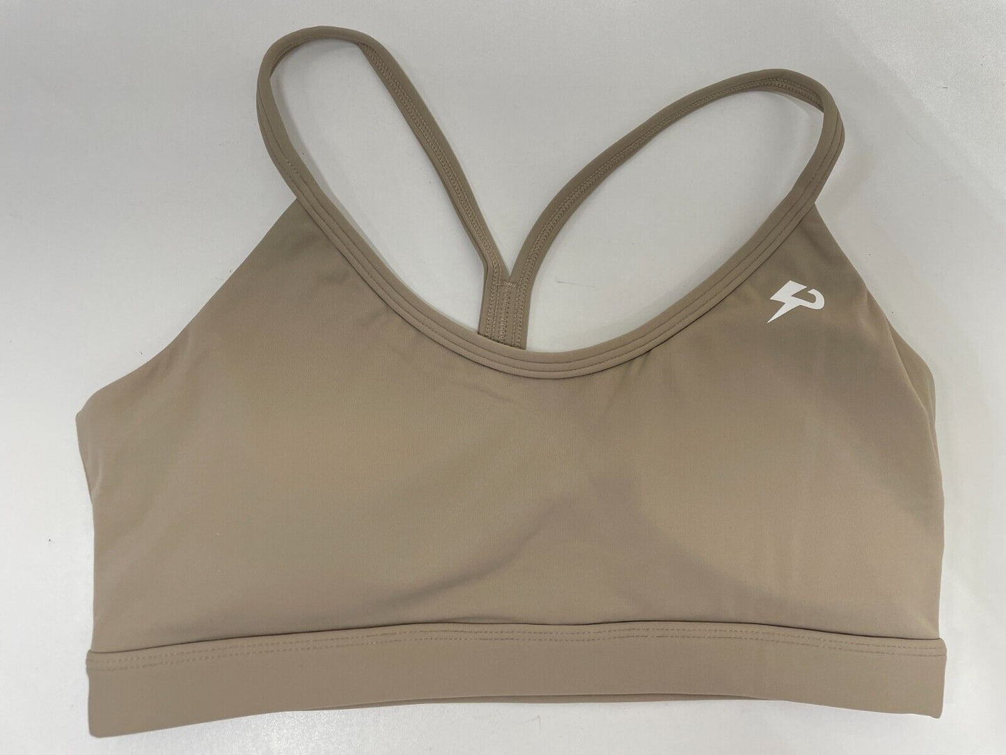 Powerlete Womens S Evolve Sports Bra Dark Stone Beige Medium Support Lightweight