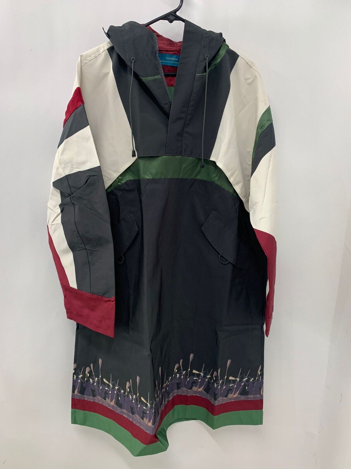 Umamiism Mens L Automne Hiver 2018-19 Witch Print Rain Trench Coat Hooded Jacket