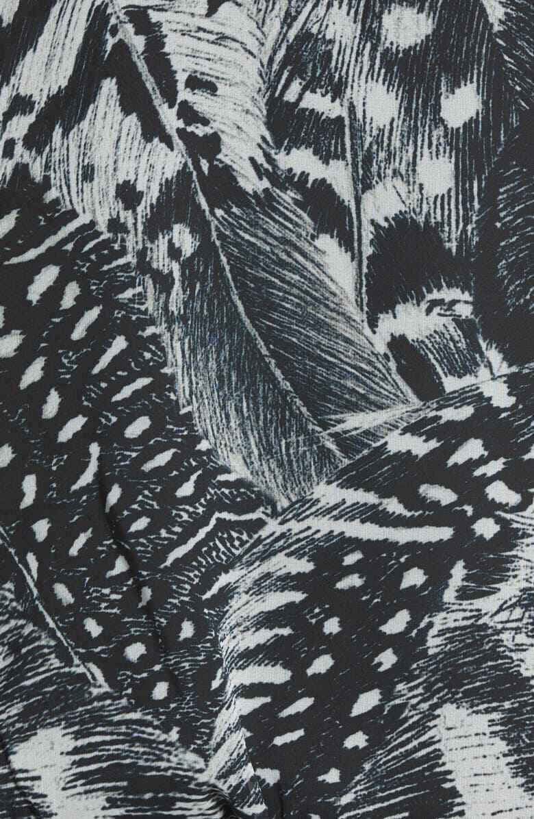 allsaints Womens 6 White Black Fara Stretto Faux Wrap Top Blouse Sheer Chiffon