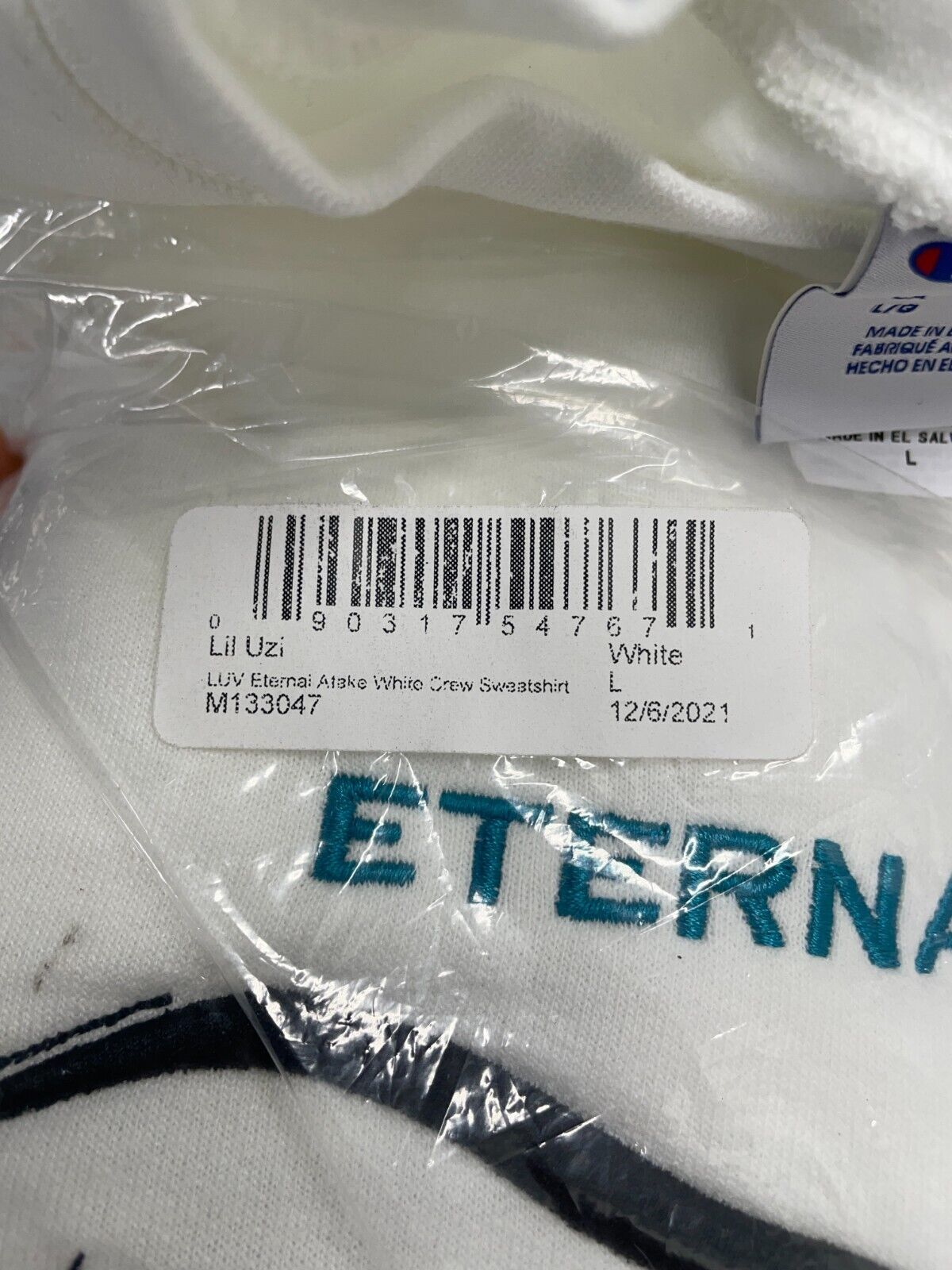 Champion x Lil Uzi Vert Adult L LUV Eternal Atake Crew Sweatshirt White Rap Men