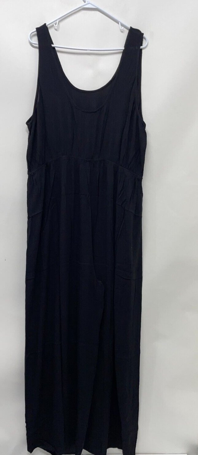 ASOS Design Womens 16 Maternity Crinkle Beach Jumpsuit Black 122943871 Wide Leg