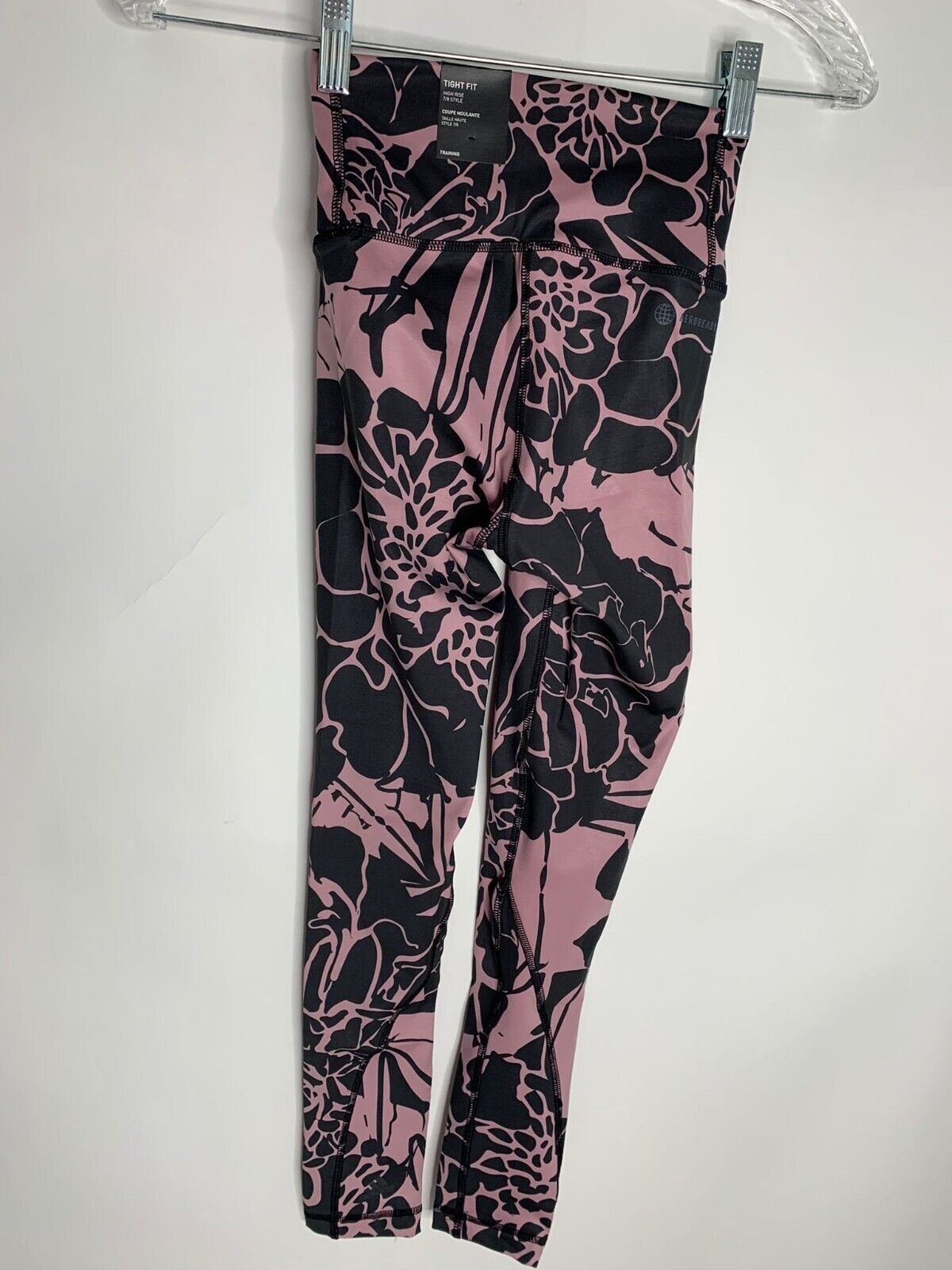 adidas Womens XS HD4459 Optime Superher Training Tight Flower Mauve Legging Yoga