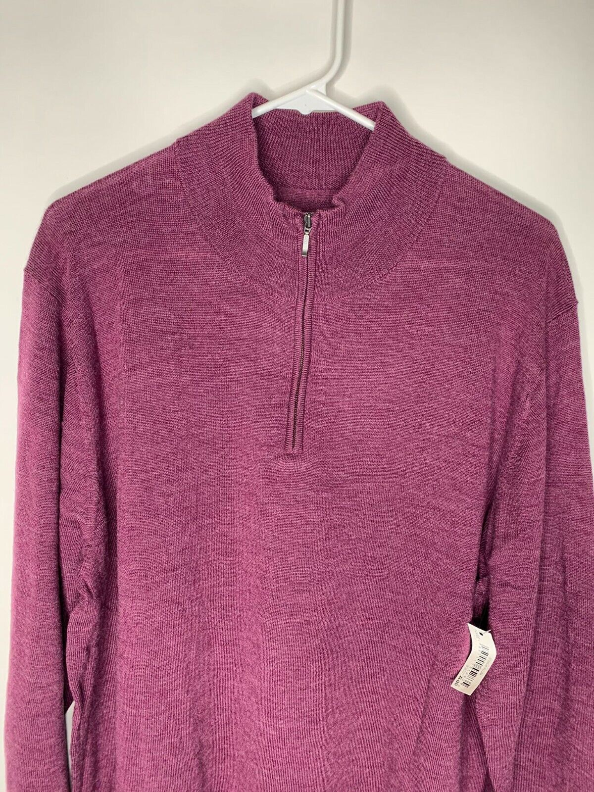 Goodthreads Mens XL Plum Quarter Zip Sweater Pullover Merino Wool Burgundy