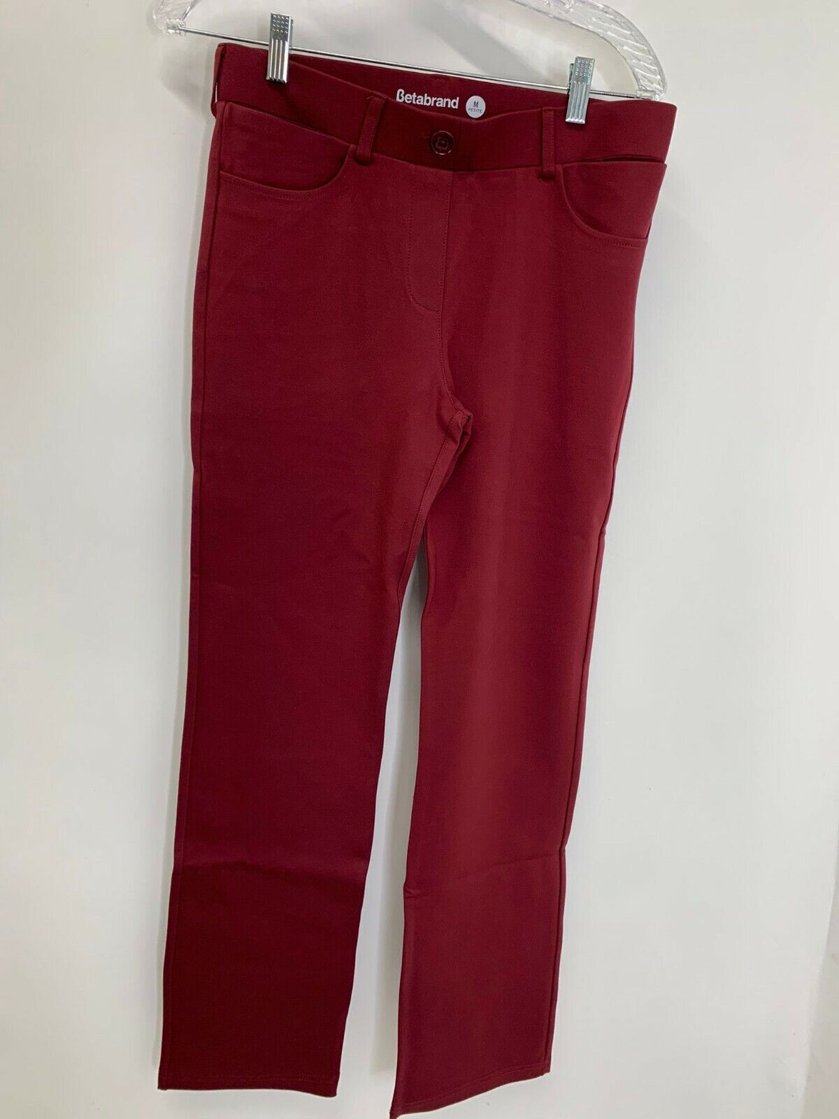 Betabrand Womens PM Sangria Wine Red 7 Pocket Dress Pant Yoga Pants Straight Leg