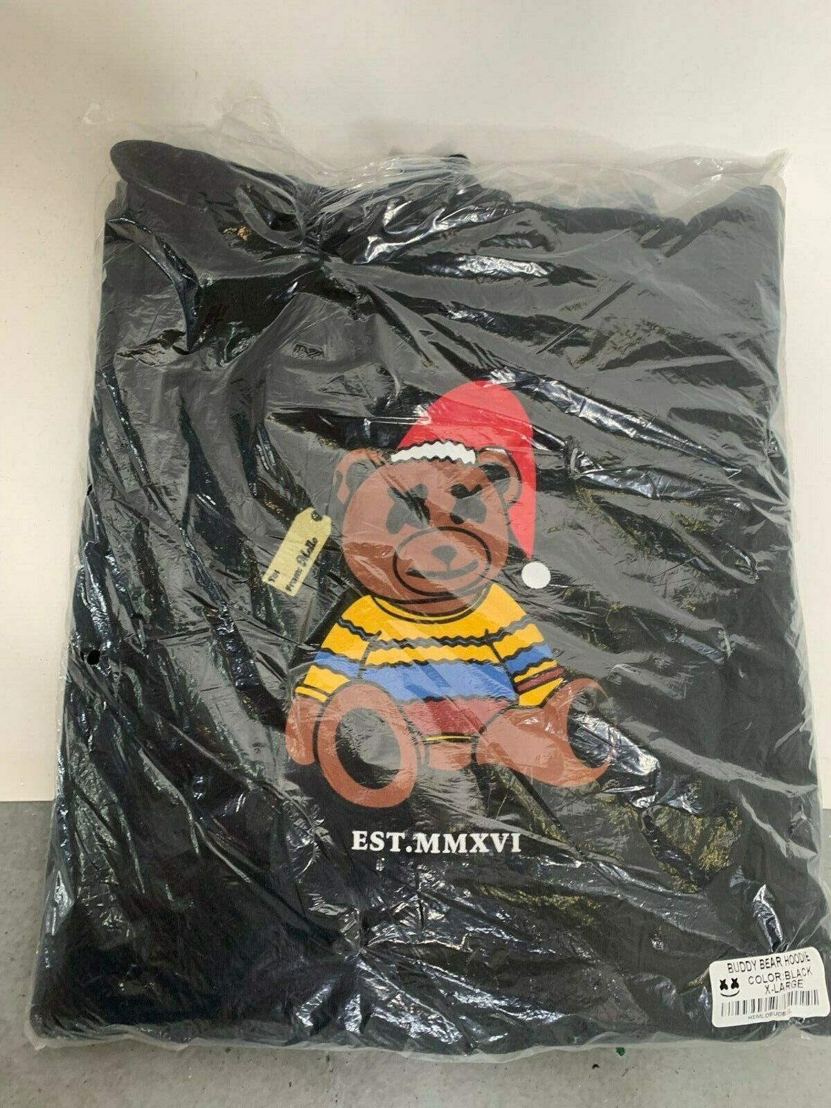 Mellogang Mens Adult XL Black Buddy Bear Hoodie Sweatshirt EDM Marshmello