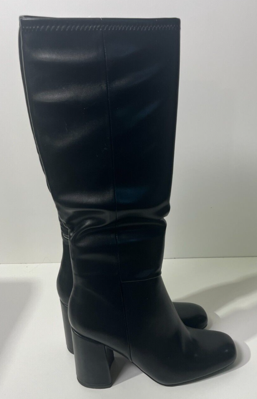 Madden Girl Women's 8.5 Winsloww Faux Leather Block Heel Dress Boot Black