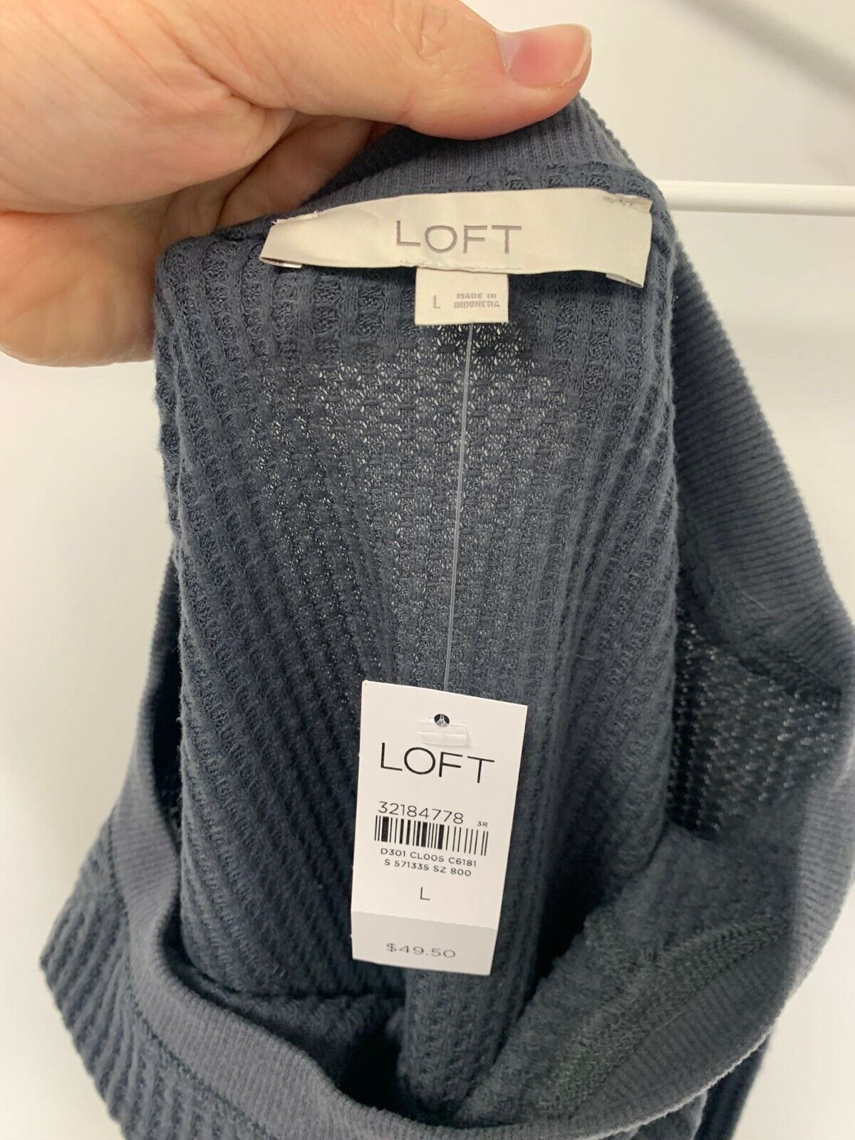 Loft Womens L Lot of 2 Waffle Gray Ivory Shirttail Tunic Top Sweater Ann Taylor