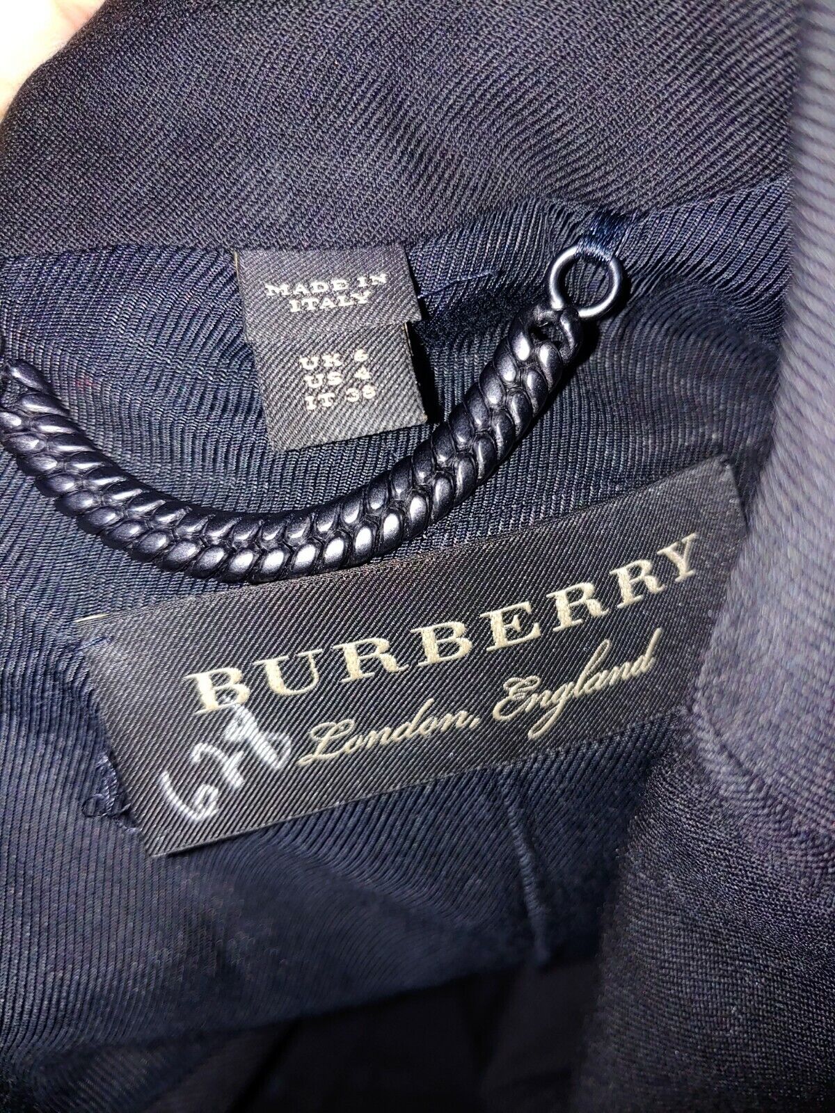 Burberry Womens 4 Black Peak Lapel Wool Blend Blazer Jacket Military Officer