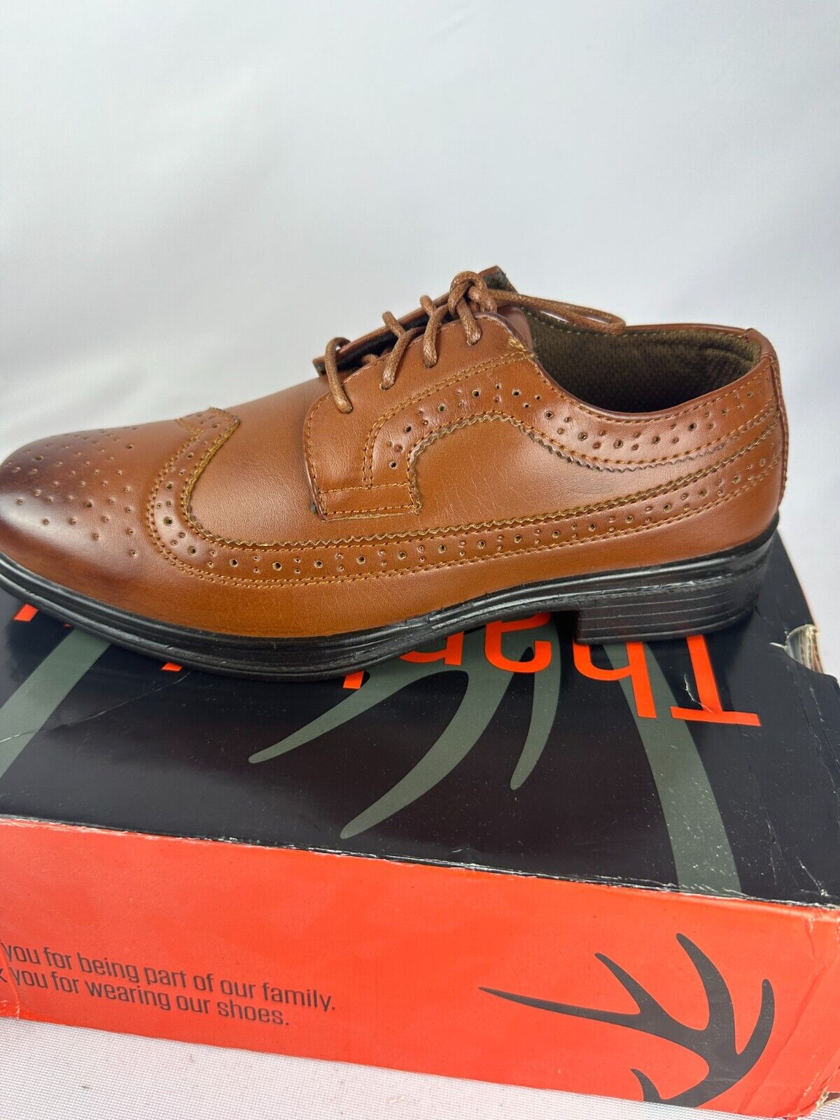 Deer Stags Mens 4 Ace Luggage HTEC Wingtip Oxford Faux Leather Dress Shoes