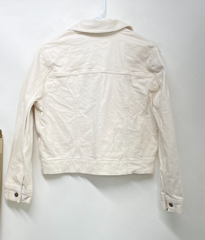 Marine Layer Women's M Ash Cropped Denim Jacket Natural Beige Trucker Jean