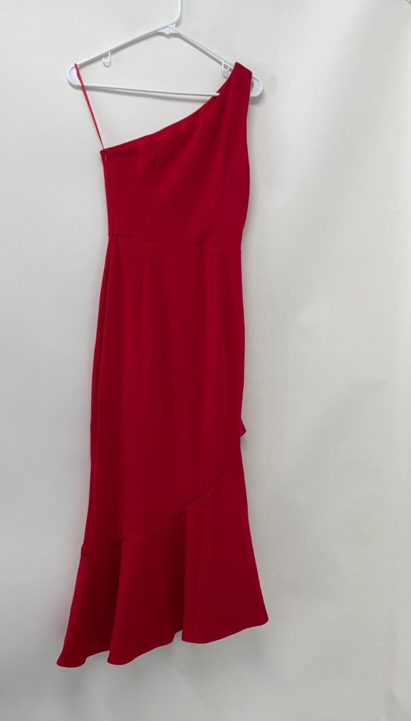 True Violet ASOS Women's 4 One Shoulder Ruffle Midi Dress Red One Shoulder NWT