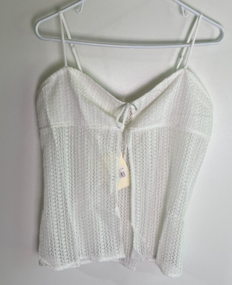 Peppermayo Women's S/M Karley Knit Semi-Sheer Top & Pants Set White SH-PM23-568