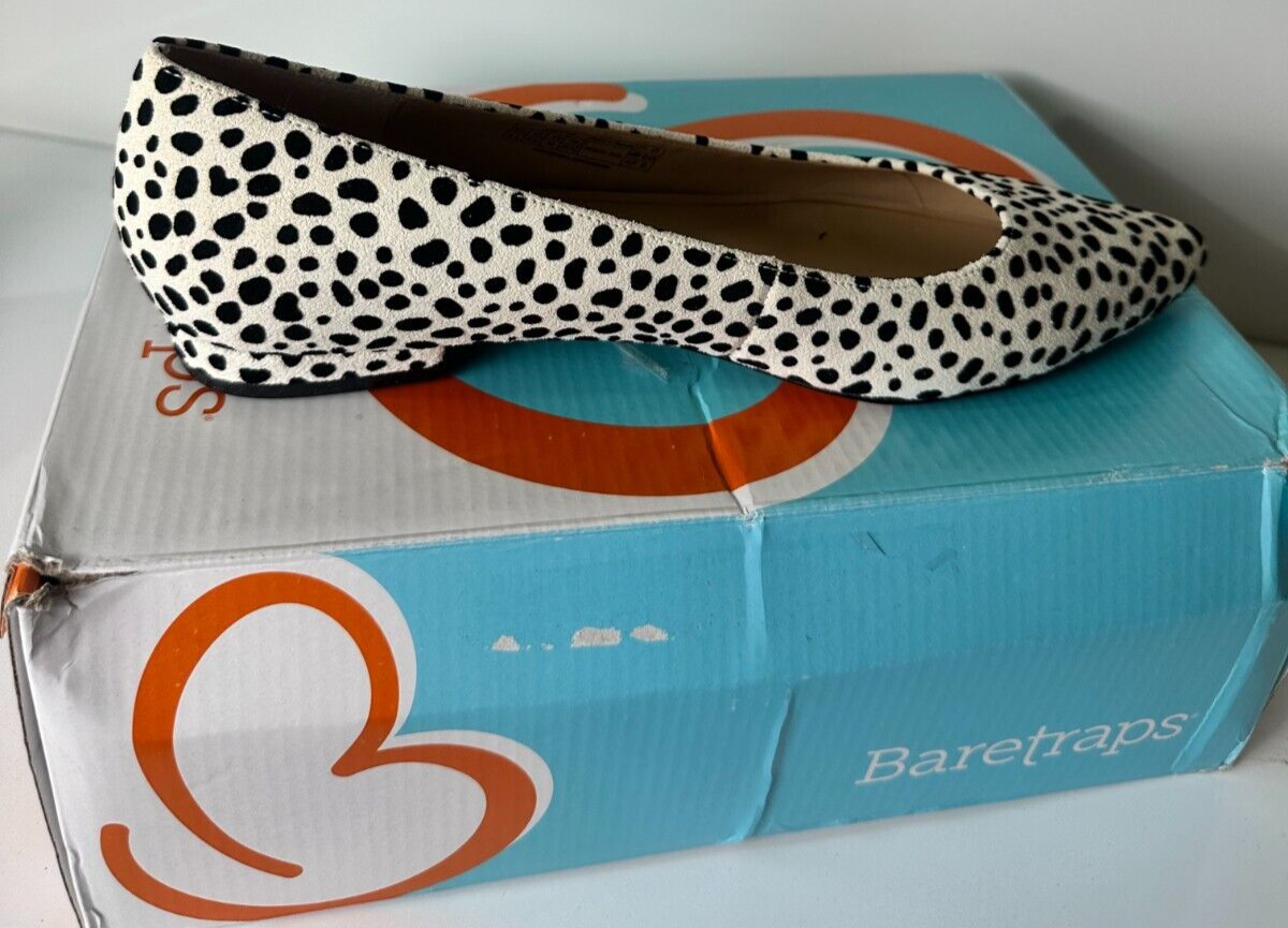 Vionic Women 8.5 Lena Spot Polka Dot Pointed Slip Flat Shoes White Suede Ballet
