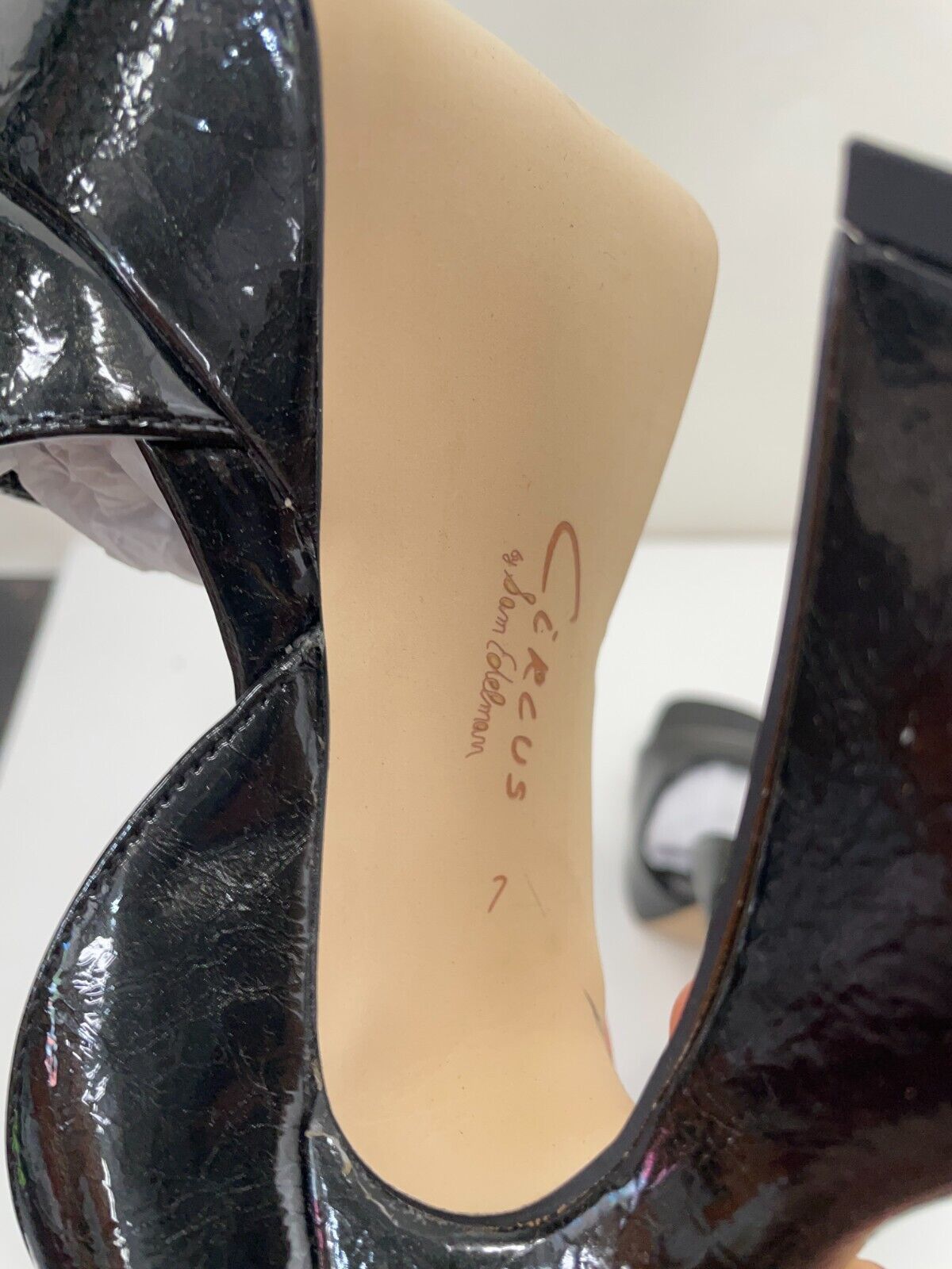 Circus by Sam Edelman Womens 7M Alisa Metallic Ankle Strap Platform Heels Black