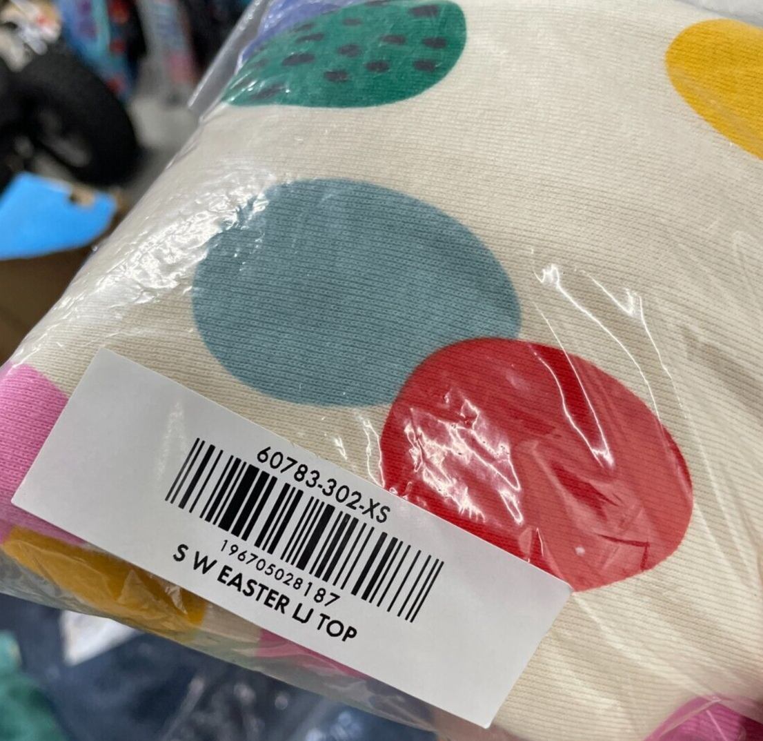 Hanna Andersson Women's XS Long John Pajama Pant & Top 2-Pc Set Easter Eggs NWT