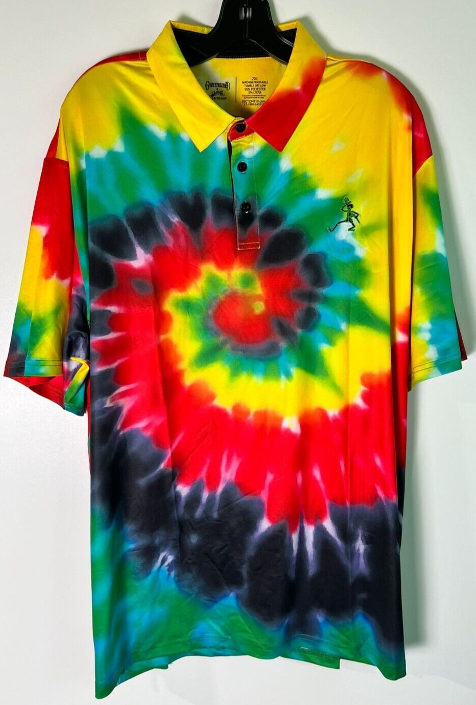 Grateful Dead Section 119 Men 2XL Tie Dye Team Lithuania Polo Shirt Performance