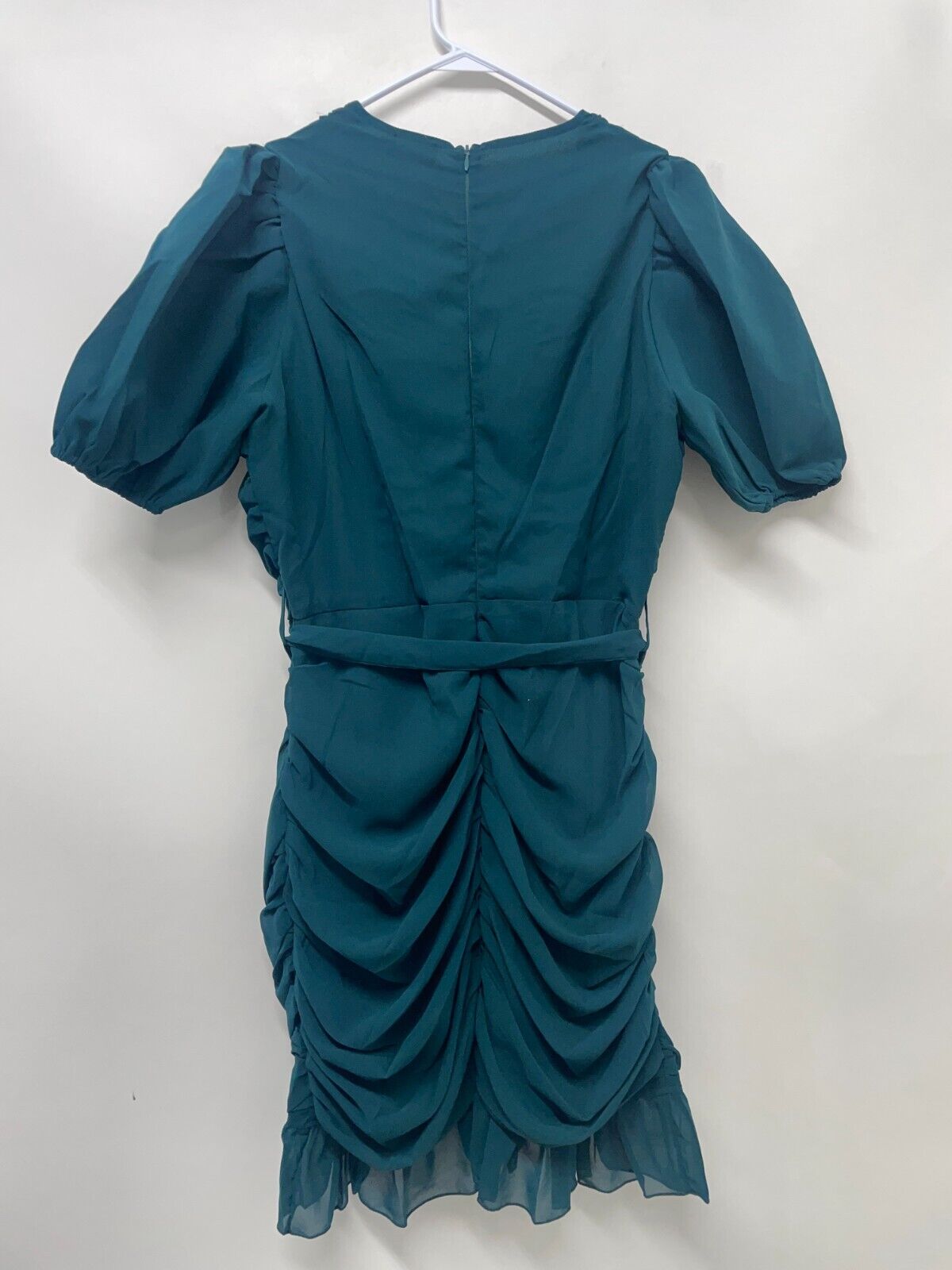 PrettyLittleThing Womens 12 Chiffon Puff Sleeves Bodycon Dress Emerald Green