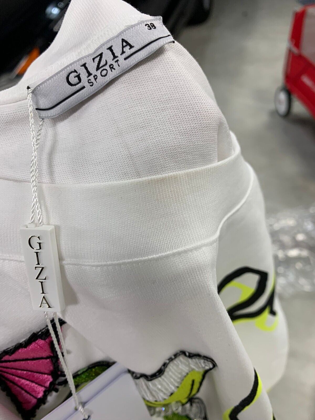 Gizia Sport Womens 38 Voyage Asymmetrical Beaded Embroidered T Shirt Martini Top