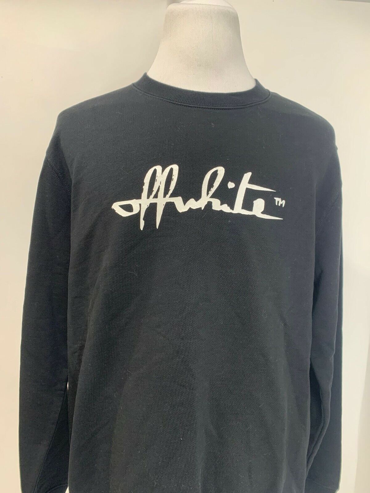 Off-White Womens L Script 21 Crewneck Pullover Sweatshirt Mens