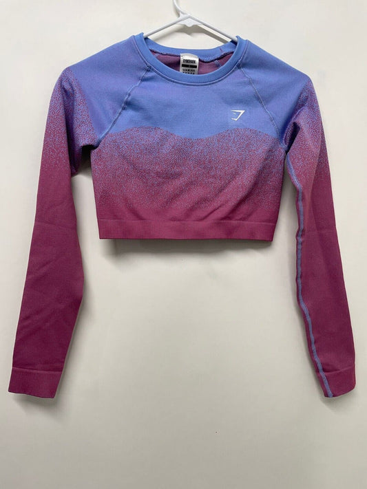 Gymshark Womens Adapt Seamless Ombre Long Sleeve Crop Top Gym Active Rose Pink