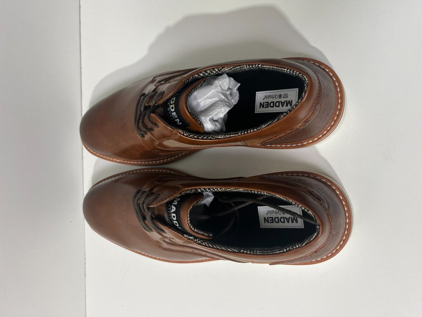 Madden Men's 12 Vypper Mixed Media Leather Derby Dress Shoe Cognac Brown 580120