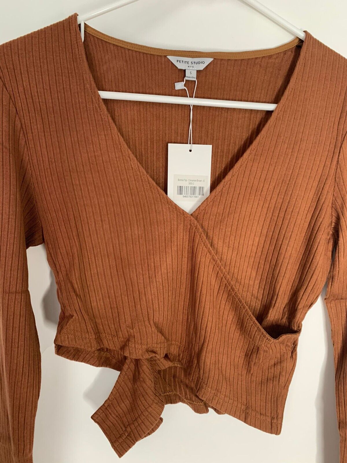 Petite Studio NYC Womens S Bonnie Crop Top Cinnamon Brown
